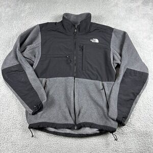 The North Face Denali Jacket Mens Large Gray Black Fleece Full Zip Polartec